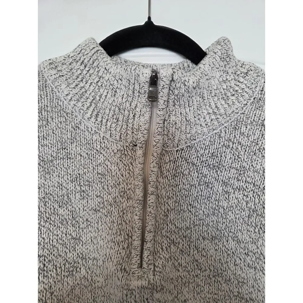 CHAPS Mens XXL Plus Size Quarter Thick Zip Sweater Gray Marled Cotton Blend
